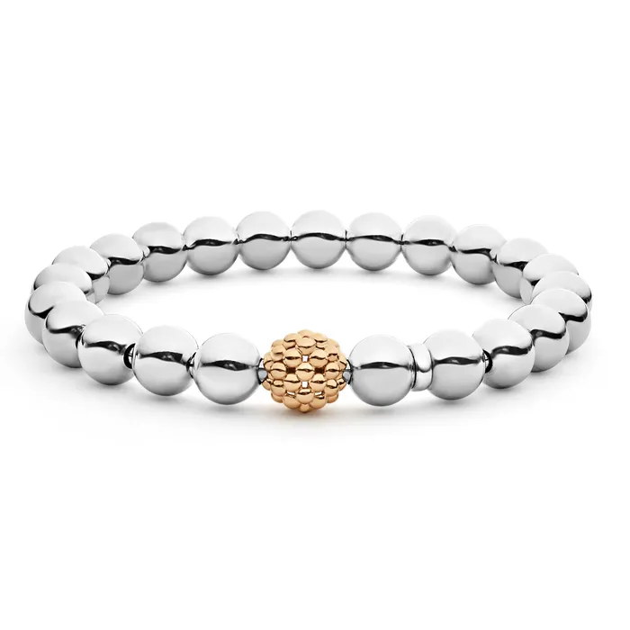 Signature Caviar Stretch Rose Gold Bead Bracelet LAGOS Bracelets
