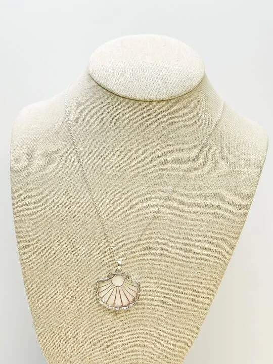 Silver Abalone Seashell Pendant Necklace Prep Obsessed MOA Necklaces