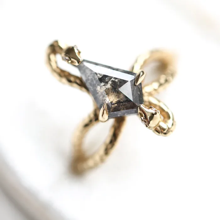 Snake Kite Salt And Pepper Diamond Ring Capucinne Rings