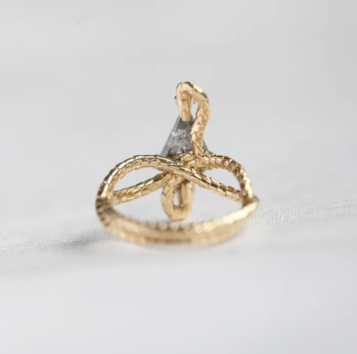 Snake Kite Salt And Pepper Diamond Ring Capucinne Rings