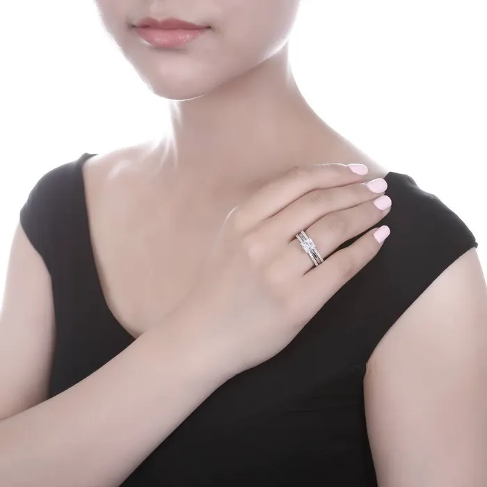 Solitaire 16ct Princess CZ Ring Set in Sterling Silver BERRICLE Rings