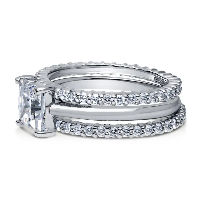 Solitaire 16ct Princess CZ Ring Set in Sterling Silver BERRICLE Rings