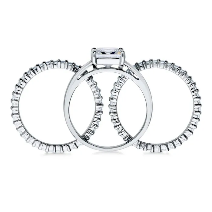 Solitaire 16ct Princess CZ Ring Set in Sterling Silver BERRICLE Rings