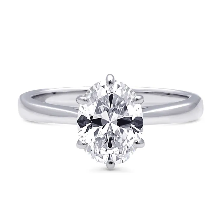 Solitaire 18ct Oval CZ Ring in Sterling Silver BERRICLE Rings