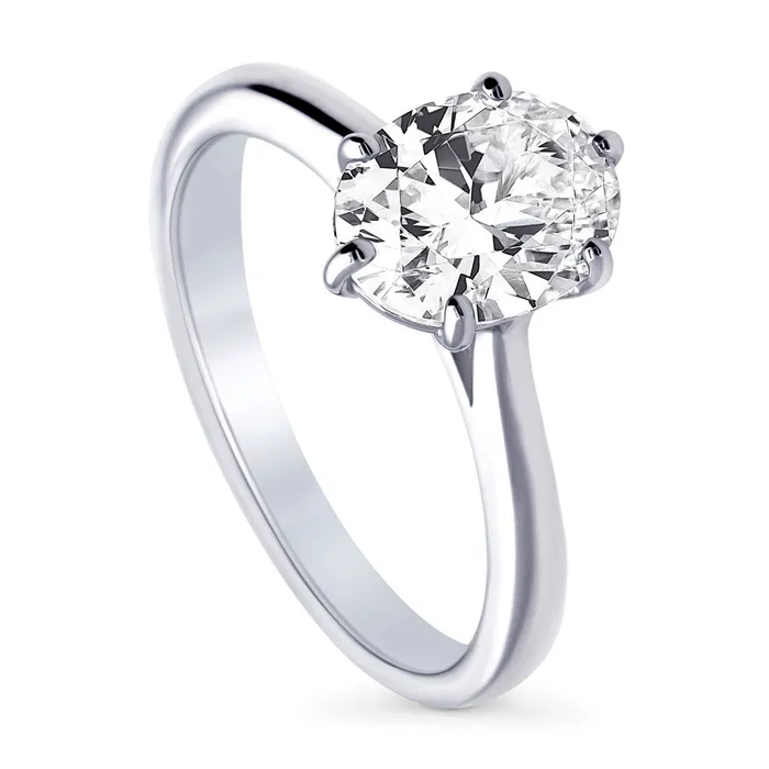 Solitaire 18ct Oval CZ Ring in Sterling Silver BERRICLE Rings