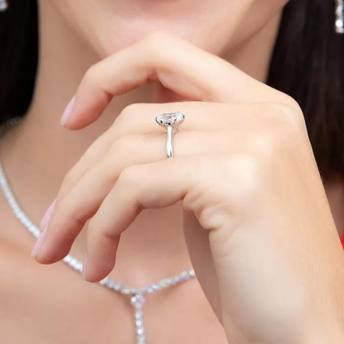 Solitaire 18ct Oval CZ Ring in Sterling Silver BERRICLE Rings
