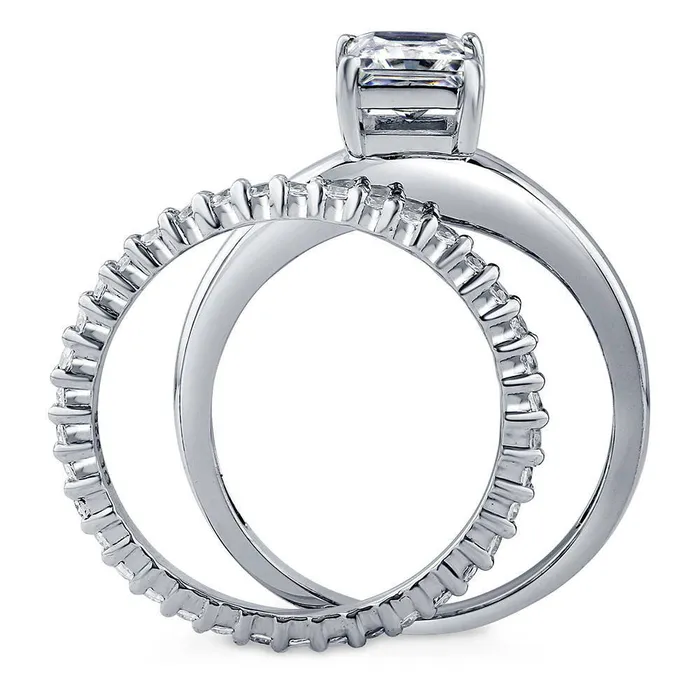 Solitaire 1ct Princess CZ Ring Set in Sterling Silver BERRICLE Rings