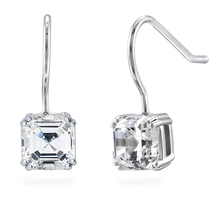 Solitaire Asscher CZ Set in Sterling Silver BERRICLE Earrings