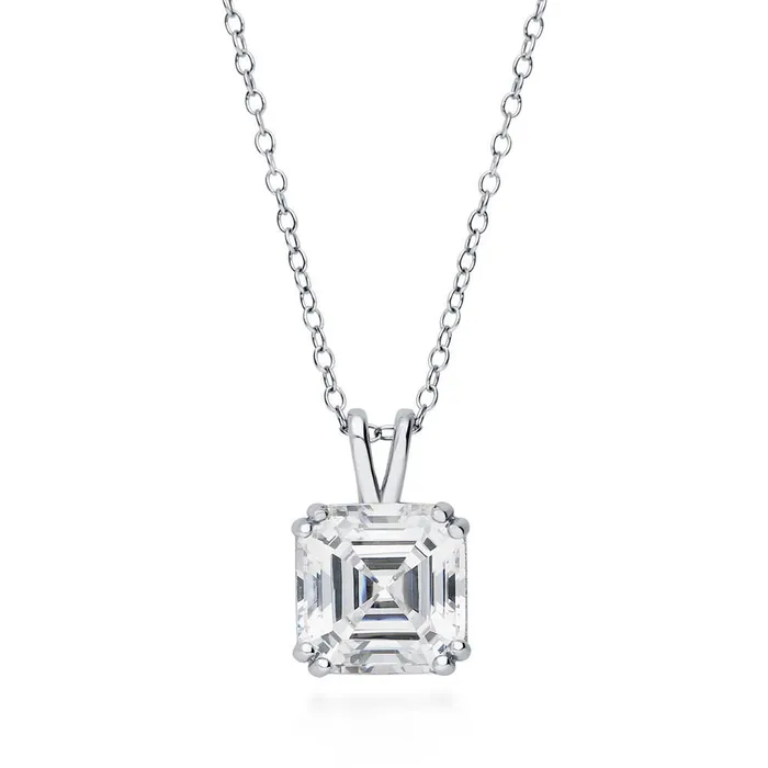 Solitaire Asscher CZ Set in Sterling Silver BERRICLE Earrings