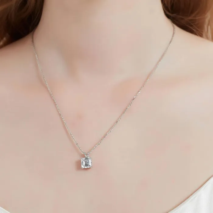 Solitaire Asscher CZ Set in Sterling Silver BERRICLE Earrings