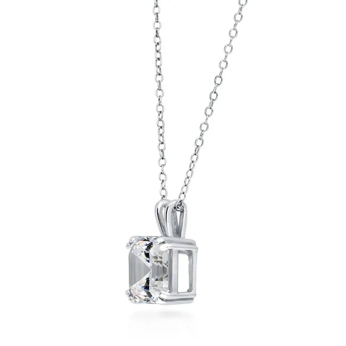 Solitaire Asscher CZ Set in Sterling Silver BERRICLE Earrings