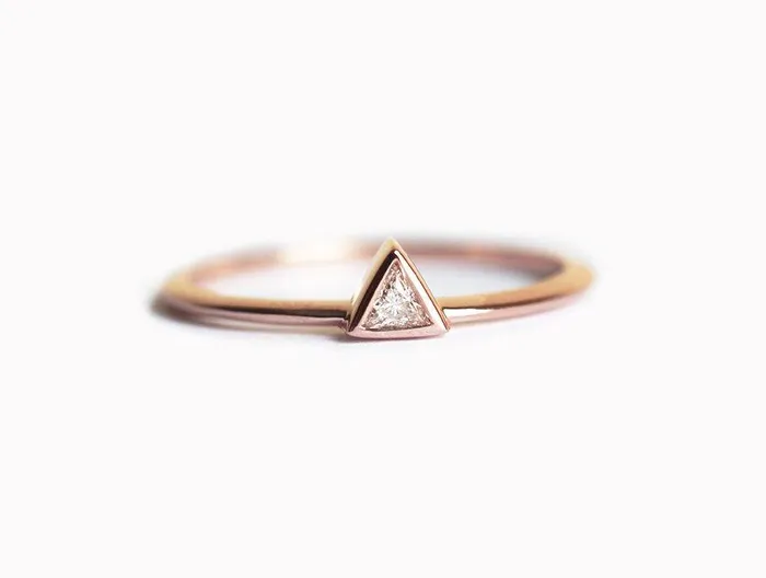 Solitaire Trillion Diamond Engagement Ring Capucinne Rings