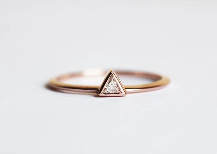 Solitaire Trillion Diamond Engagement Ring Capucinne Rings