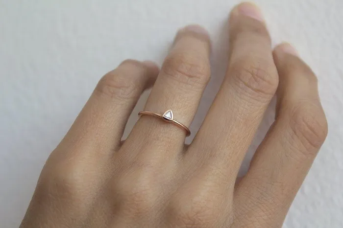 Solitaire Trillion Diamond Engagement Ring Capucinne Rings