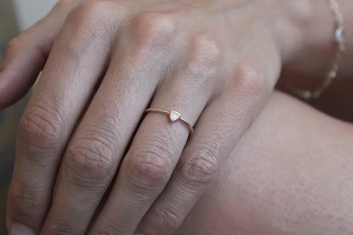 Solitaire Trillion Diamond Engagement Ring Capucinne Rings