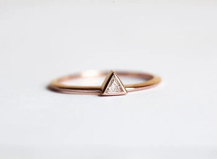 Solitaire Trillion Diamond Engagement Ring Capucinne Rings