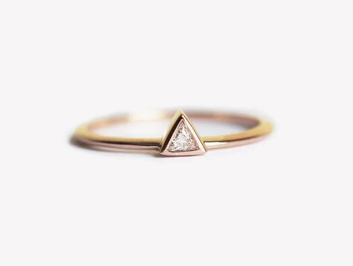 Solitaire Trillion Diamond Engagement Ring Capucinne Rings
