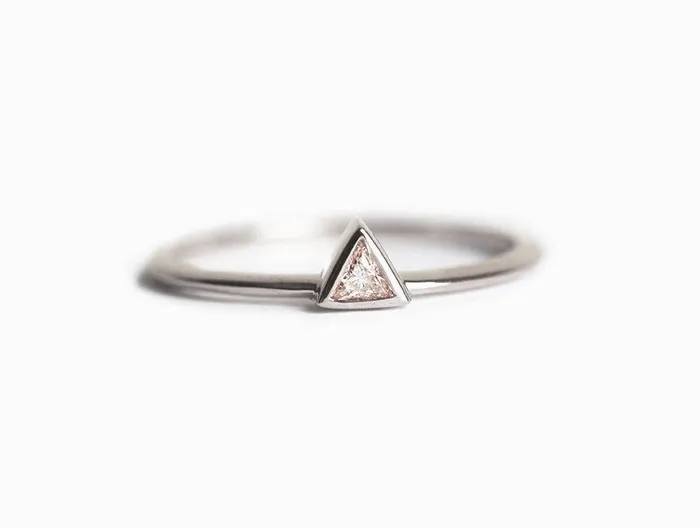 Solitaire Trillion Diamond Engagement Ring Capucinne Rings
