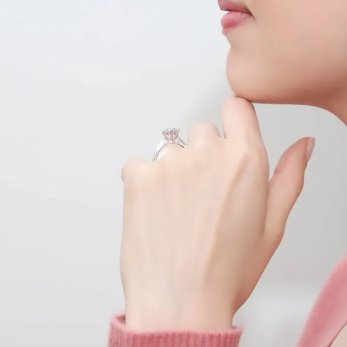 Solitaire Wishbone 2ct CZ Ring Set in Sterling Silver BERRICLE Rings