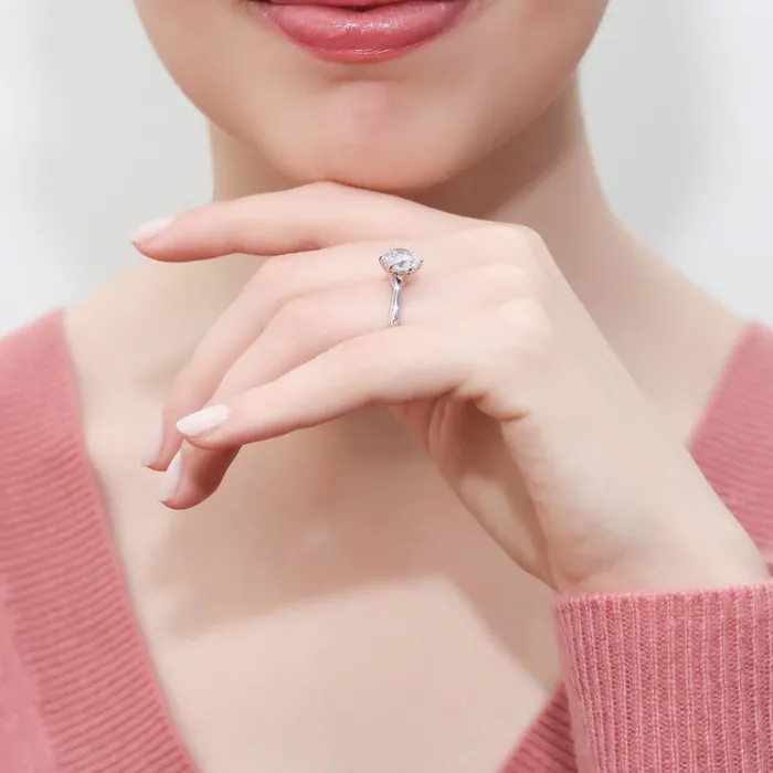 Solitaire Wishbone 2ct CZ Ring Set in Sterling Silver BERRICLE Rings