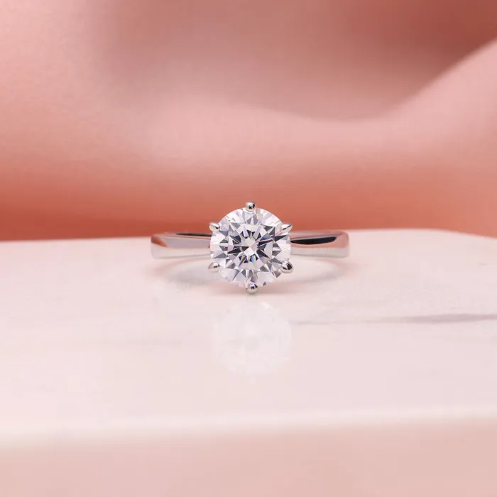 Solitaire Wishbone 2ct CZ Ring Set in Sterling Silver BERRICLE Rings