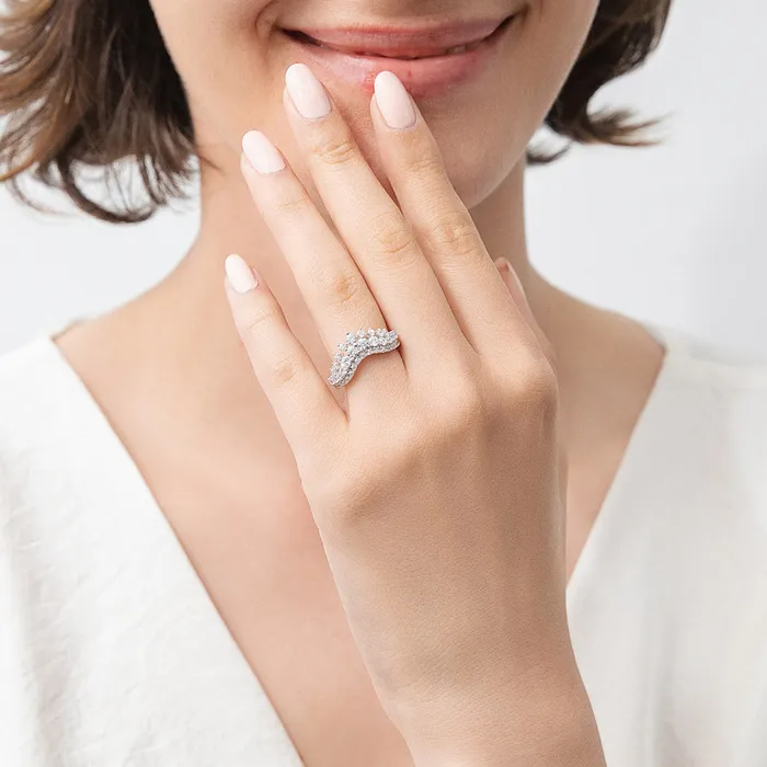Solitaire Wishbone 2ct CZ Ring Set in Sterling Silver BERRICLE Rings