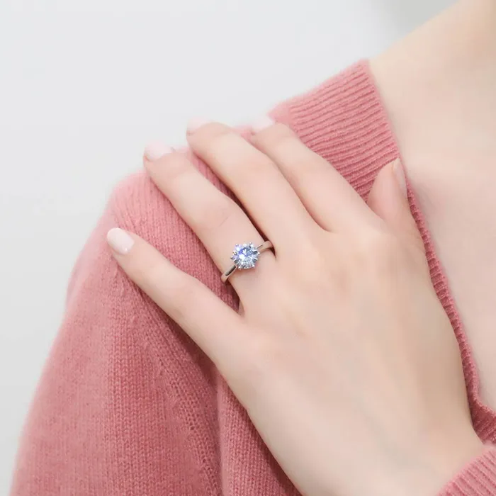 Solitaire Wishbone 2ct CZ Ring Set in Sterling Silver BERRICLE Rings