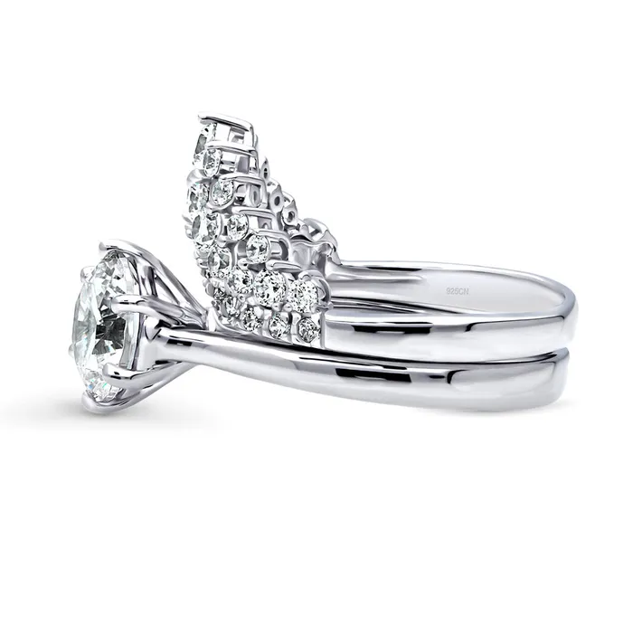 Solitaire Wishbone 2ct CZ Ring Set in Sterling Silver BERRICLE Rings
