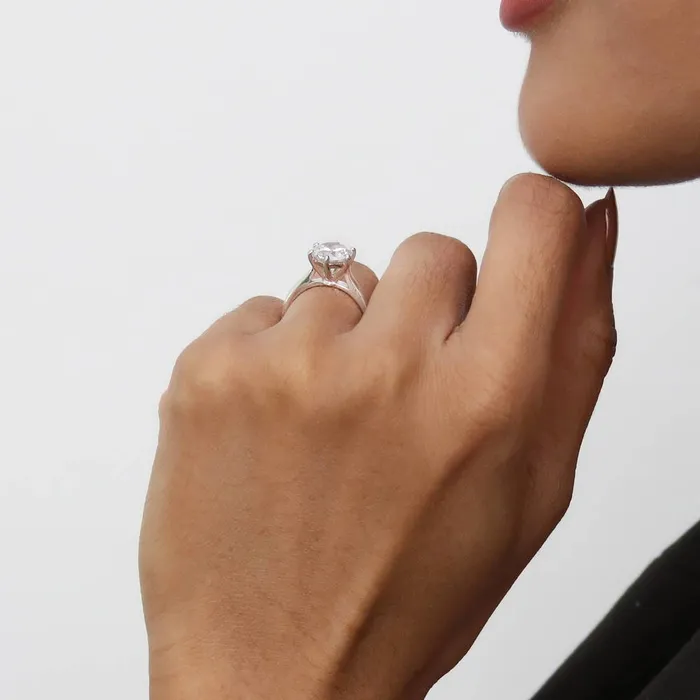 Solitaire Wishbone 2ct CZ Ring Set in Sterling Silver BERRICLE Rings