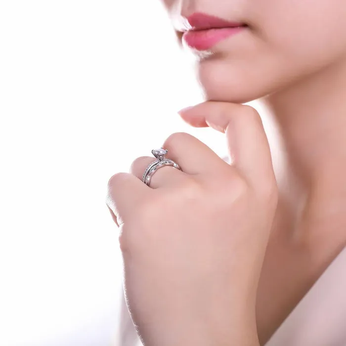 Solitaire Woven 1ct Princess CZ Ring Set in Sterling Silver BERRICLE Rings