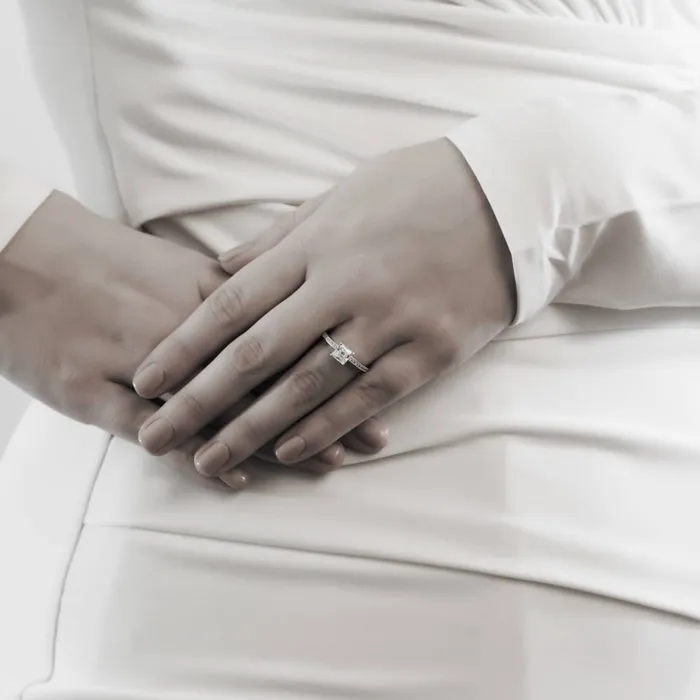 Solitaire Woven 1ct Princess CZ Ring Set in Sterling Silver BERRICLE Rings