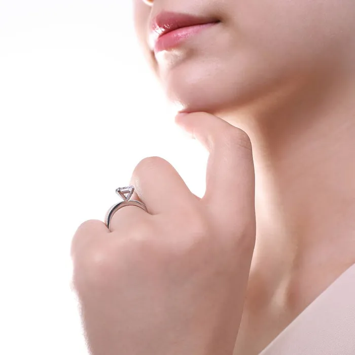 Solitaire Woven 1ct Princess CZ Ring Set in Sterling Silver BERRICLE Rings