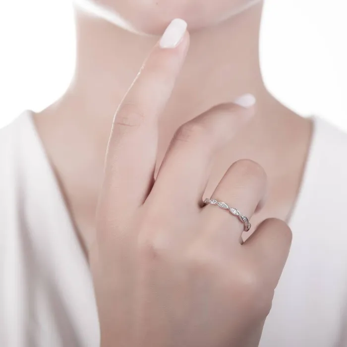 Solitaire Woven 1ct Princess CZ Ring Set in Sterling Silver BERRICLE Rings