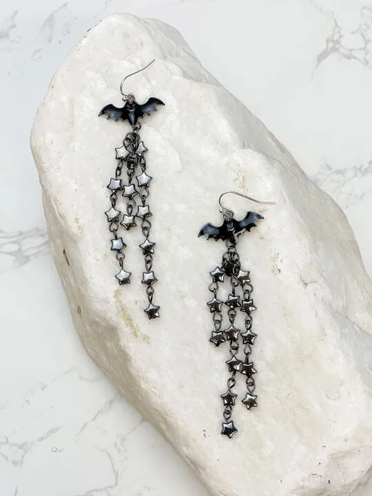 Star Chain Link Bat Dangle Earrings Prep Obsessed MOA Earrings