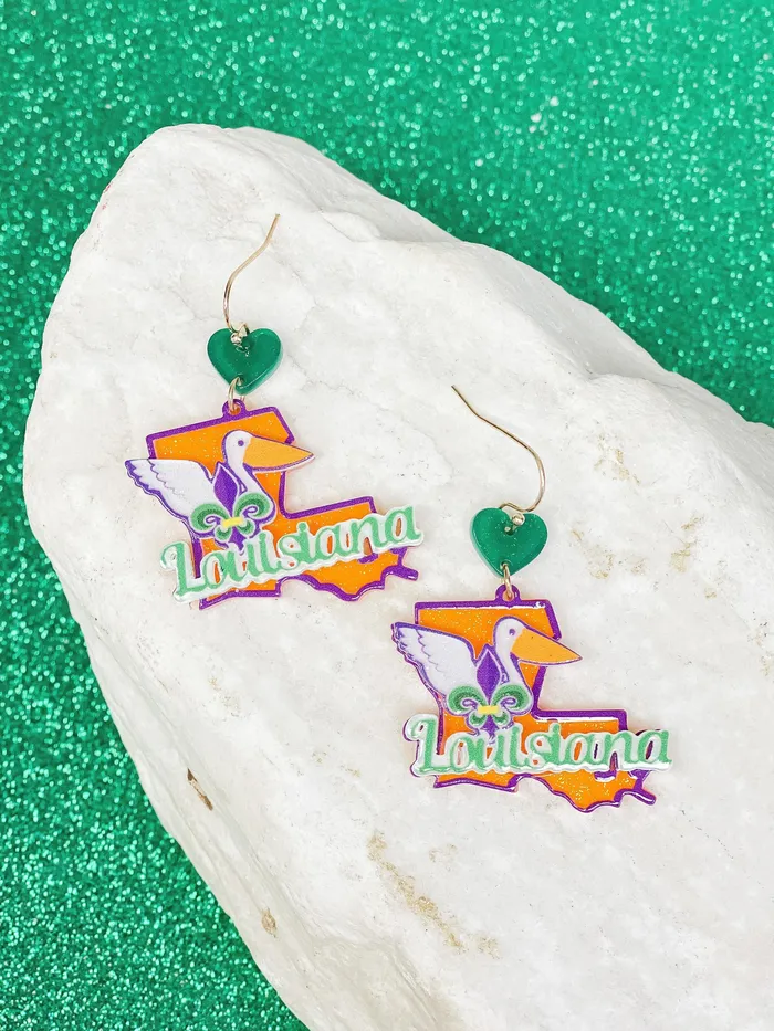 State Icon Dangle Earrings Louisiana Prep Obsessed RNK Earrings State Icon Dangle Earrings Louisiana Prep Obsessed RNK Earrings