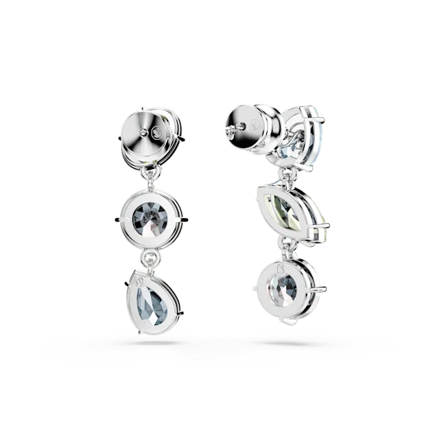 Swarovski Earrings Swarovski Gema Drop Earrings Asymmetrical Design Mixed cuts Multicolored Rhodium plated