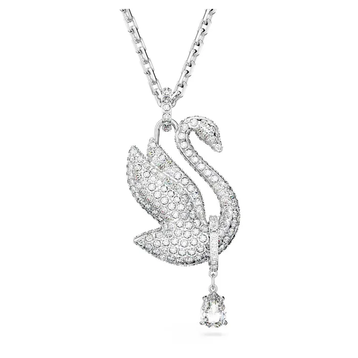 Swarovski Iconic Swan necklace Long White Rhodium plated Swarovski Necklaces