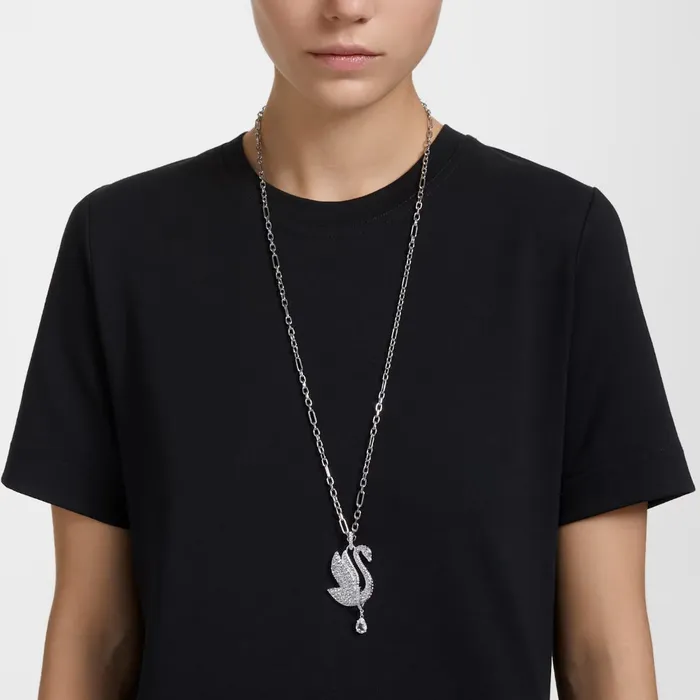 Swarovski Iconic Swan necklace Long White Rhodium plated Swarovski Necklaces
