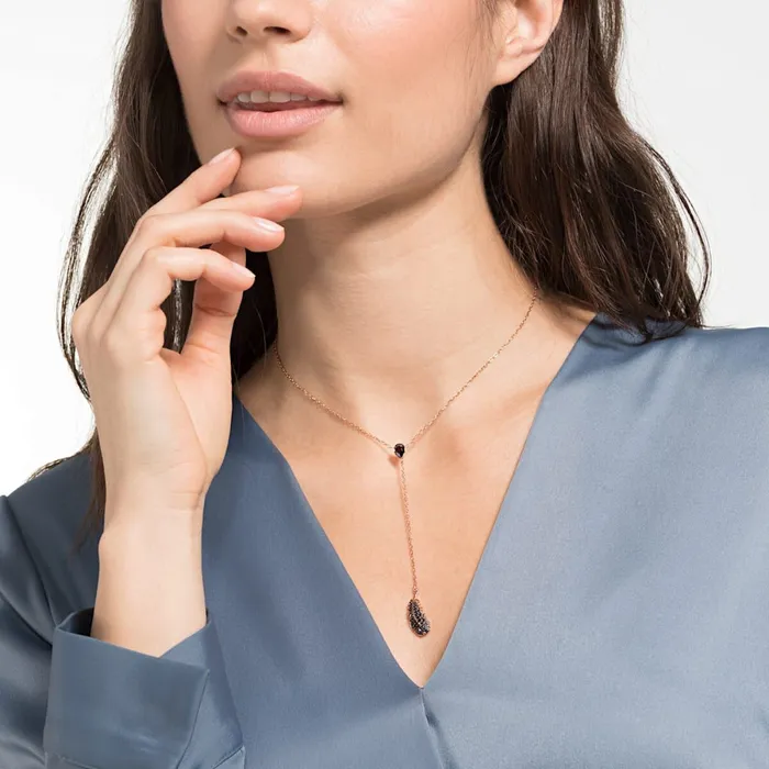 SwarovskiNaughty Y NecklaceBlack RoseGold ToneOne Size Swarovski Necklaces SwarovskiNaughty Y NecklaceBlack RoseGold ToneOne Size Swarovski Necklaces