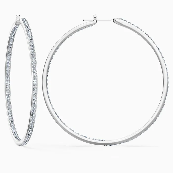 Swarovski Rare Hoop Pierced Earrings White One Size Swarovski Earrings
