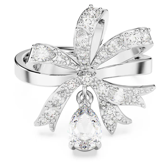 Swarovski Volta cocktail ring Bow Small White Rhodium plated Swarovski Rings Swarovski Volta cocktail ring Bow Small White Rhodium plated Swarovski Rings