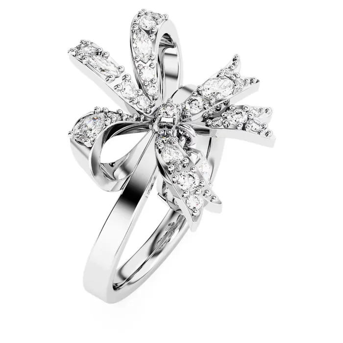Swarovski Volta cocktail ring Bow Small White Rhodium plated Swarovski Rings Swarovski Volta cocktail ring Bow Small White Rhodium plated Swarovski Rings