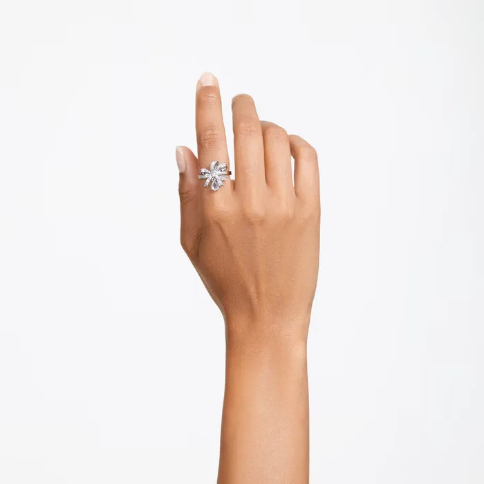 Swarovski Volta cocktail ring Bow Small White Rhodium plated Swarovski Rings Swarovski Volta cocktail ring Bow Small White Rhodium plated Swarovski Rings