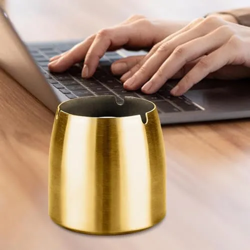 Tapered Ash Holder Portable Stainless Steel Ashtray for Villas Outdoor Patio GoldHome Garden1 Stainless steel ashtray Dropshipped via Social Commerce Network Bracelets