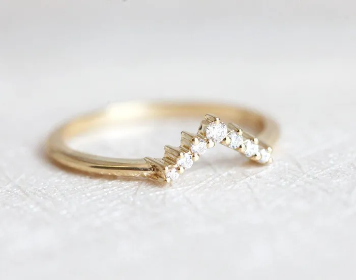 V Diamond Ring Diamond Wedding Band capucinne Rings