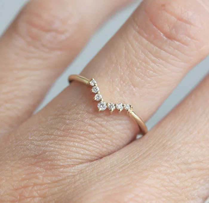 V Diamond Ring Diamond Wedding Band capucinne Rings