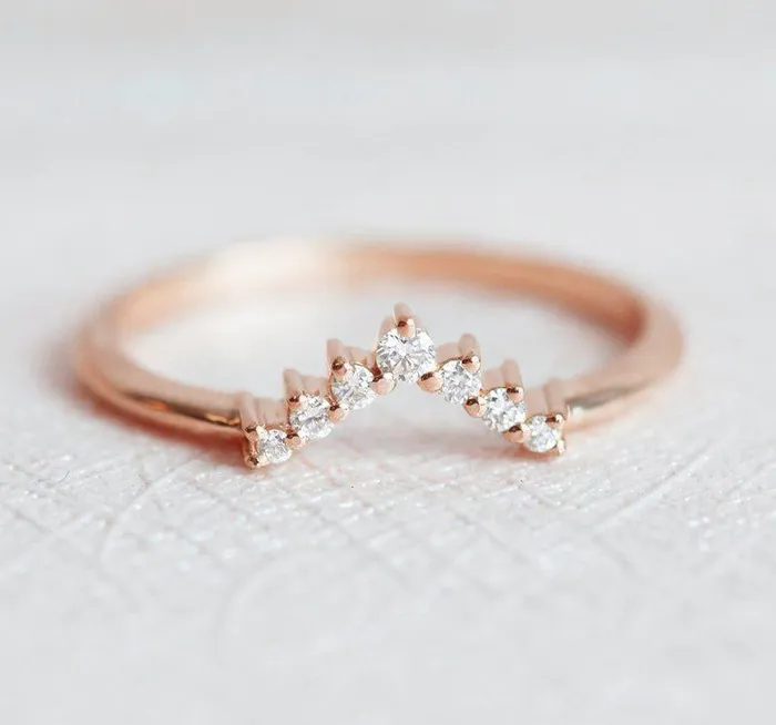 V Diamond Ring Diamond Wedding Band capucinne Rings