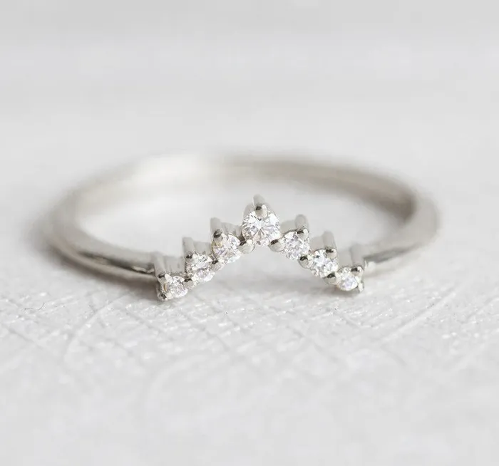 V Diamond Ring Diamond Wedding Band capucinne Rings