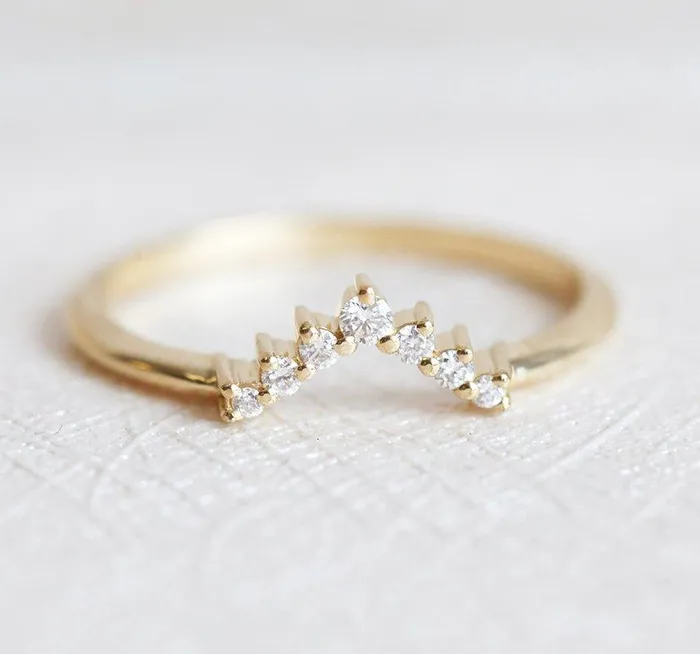 V Diamond Ring Diamond Wedding Band capucinne Rings
