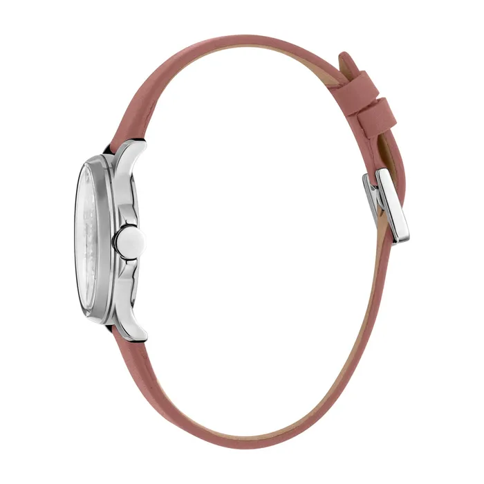 Watches Esprit Esprit Ladies Watch Old Rose Leather Strap With Silver Color Case Stone Inside The Dial Watches Esprit Esprit Ladies Watch Old Rose Leather Strap With Silver Color Case Stone Inside The Dial